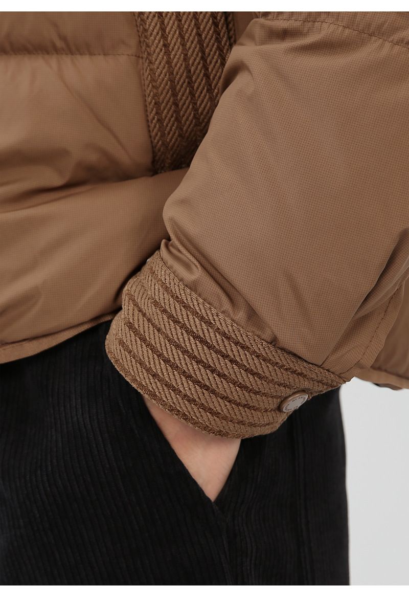 Men's Winter Stand Collar Short Down Jacket With 90% White Duck Down, Fleece Lined, Warm And Stylish Casual Puffer Coat_voghion.com