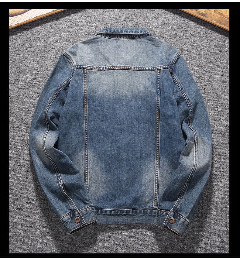 Herrenbekleidung Jeansjacke Mantel Herren gewaschene Arbeitskleidung Herren dunkelblaue Jungen Denim-Kleidung_voghion.com