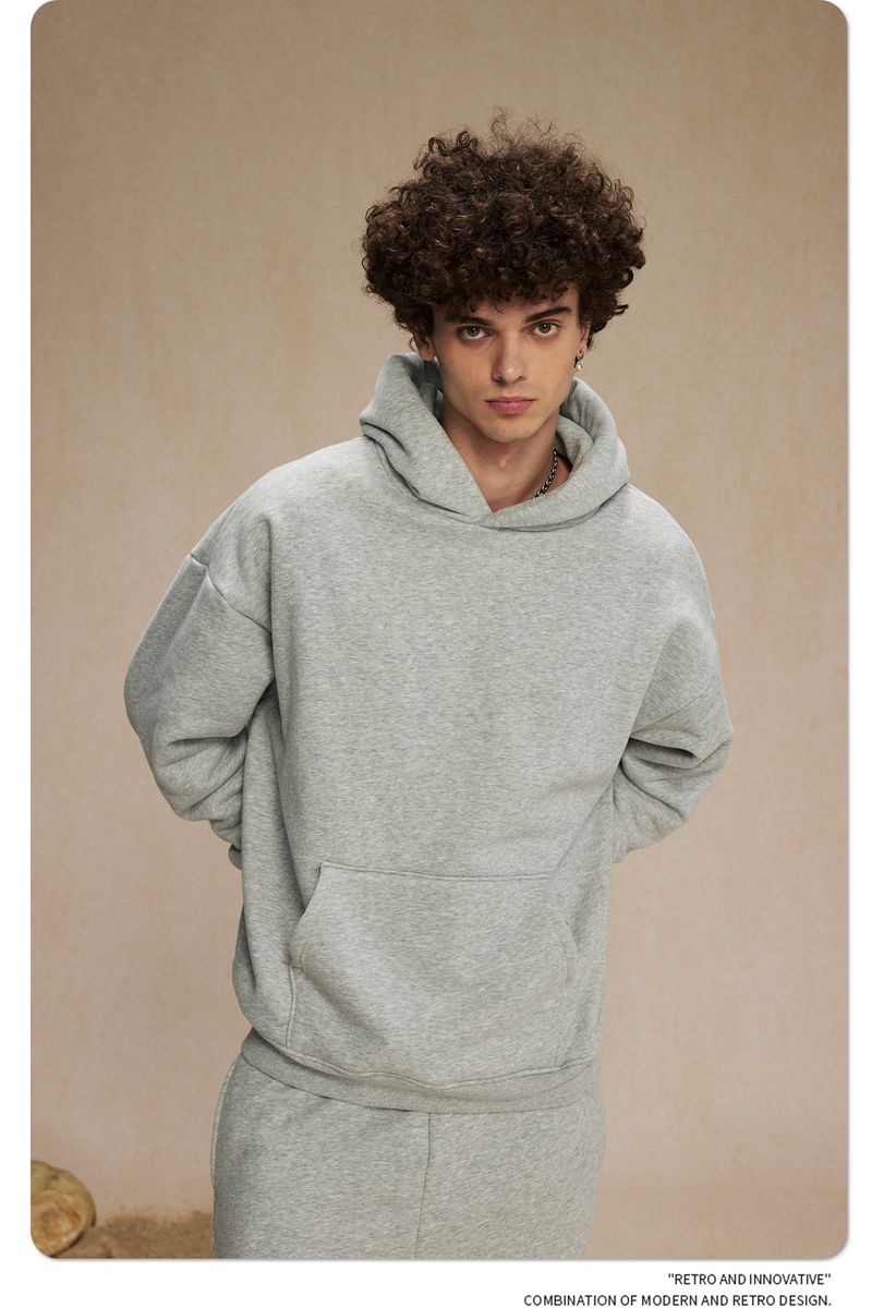 Felpa con cappuccio oversize da uomo in pile con tessuto anti-pilling da 400 g/m², felpa streetwear per l'inverno (disponibile in 12 colori)_voghion.com