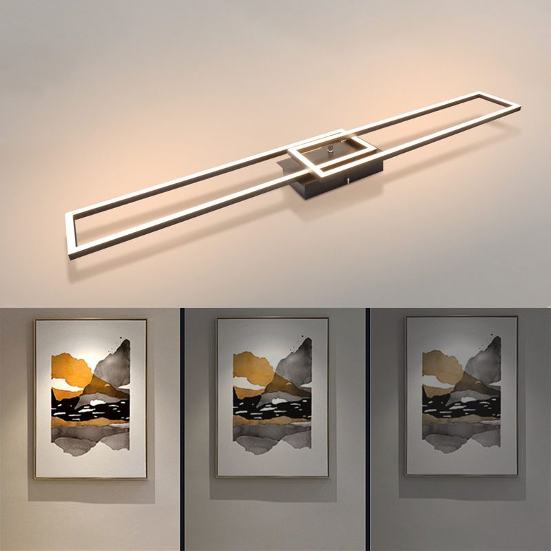 Glitzerlife Deckenleuchte LED Deckenlampe Schlafzimmer - Weiß Rahmen Schlafzimmerlampe 32W Moderne Wohnzimmerlampe 3000K Warmweiß Esszimmerlampe Rechteckiges Design_voghion.com