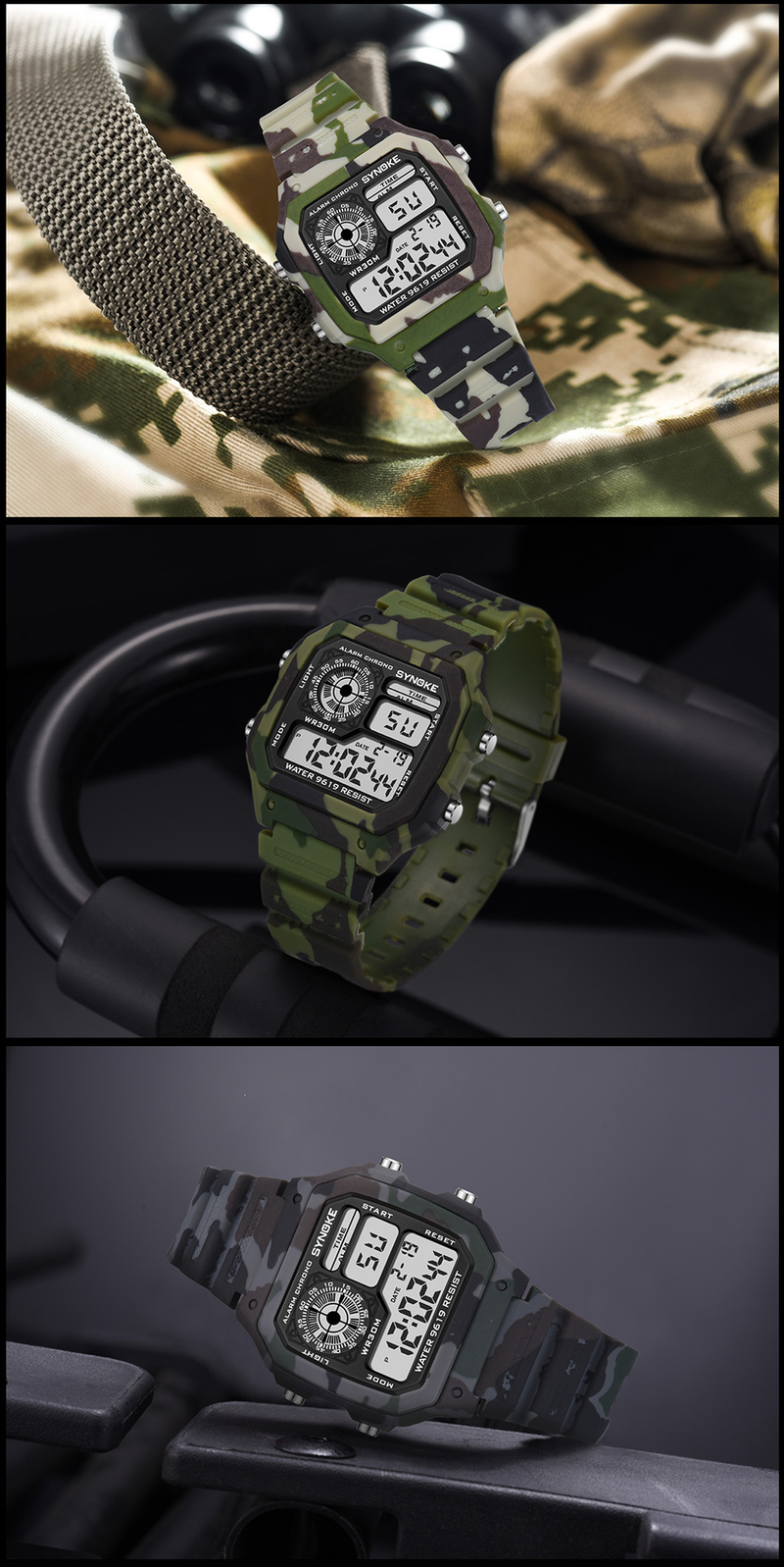 Reloj electrónico multifuncional de moda cuadrado para estudiantes, reloj deportivo impermeable, luminoso y colorido para hombres_voghion.com