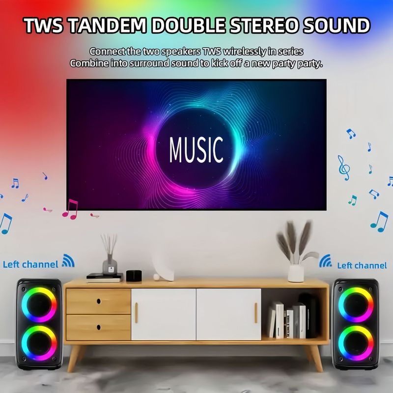 Karaoke Radio FM Bluetooth Speaker Portable Wireless With Microphone Lamp Machine Caixa De Som Sound Box Music Subwoofer LED TWS_voghion.com