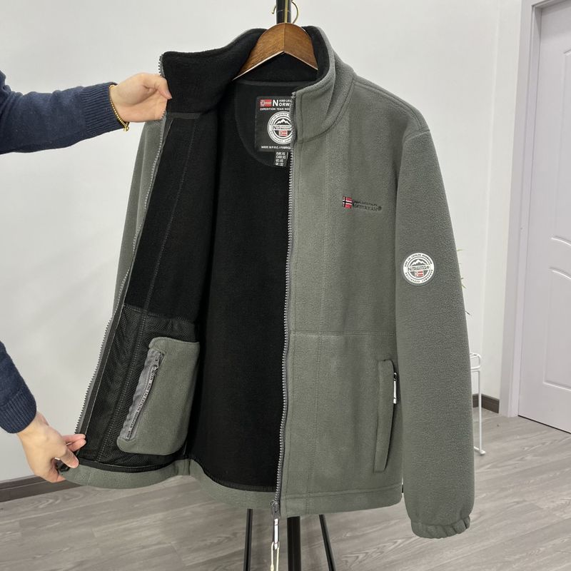 Giacca da uomo con collo alto, foderata in pile e numerose tasche - Caldo e accogliente capospalla in pile double-face per uno stile urbano_voghion.com