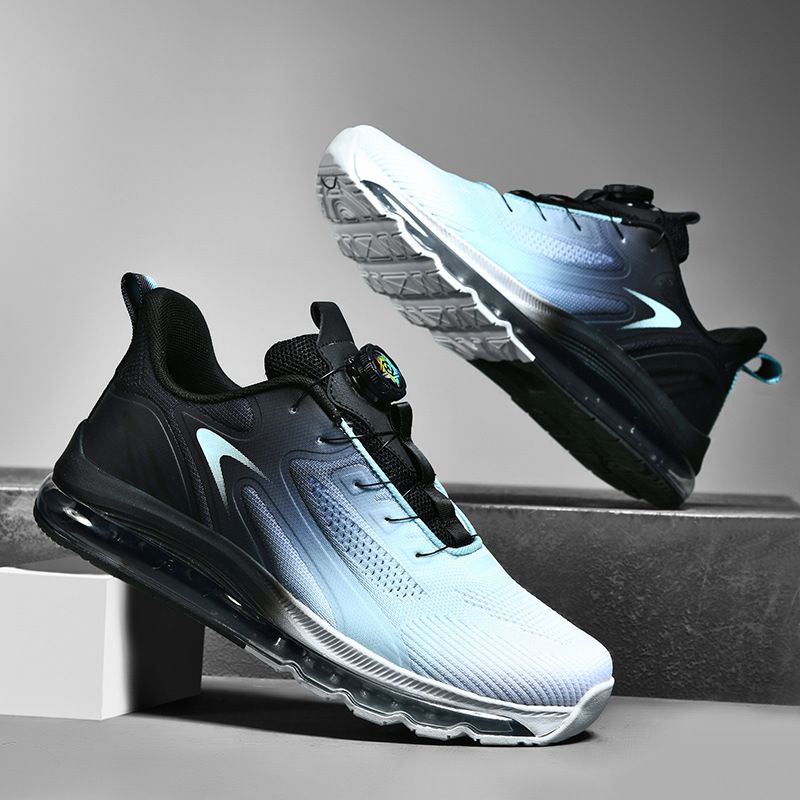 Spring Ultra-Light Rotating Button Men's Popcorn Soft Sole Comfortable Sports Running Shock Absorption No-Tie Shoes_voghion.com