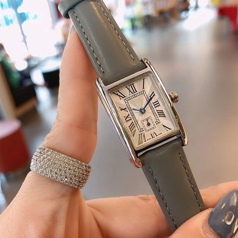 Langjia Dai Zhuowina Series Two-Hand Half-Square Steel Leather Strap Women's Quartz Watch_voghion.com