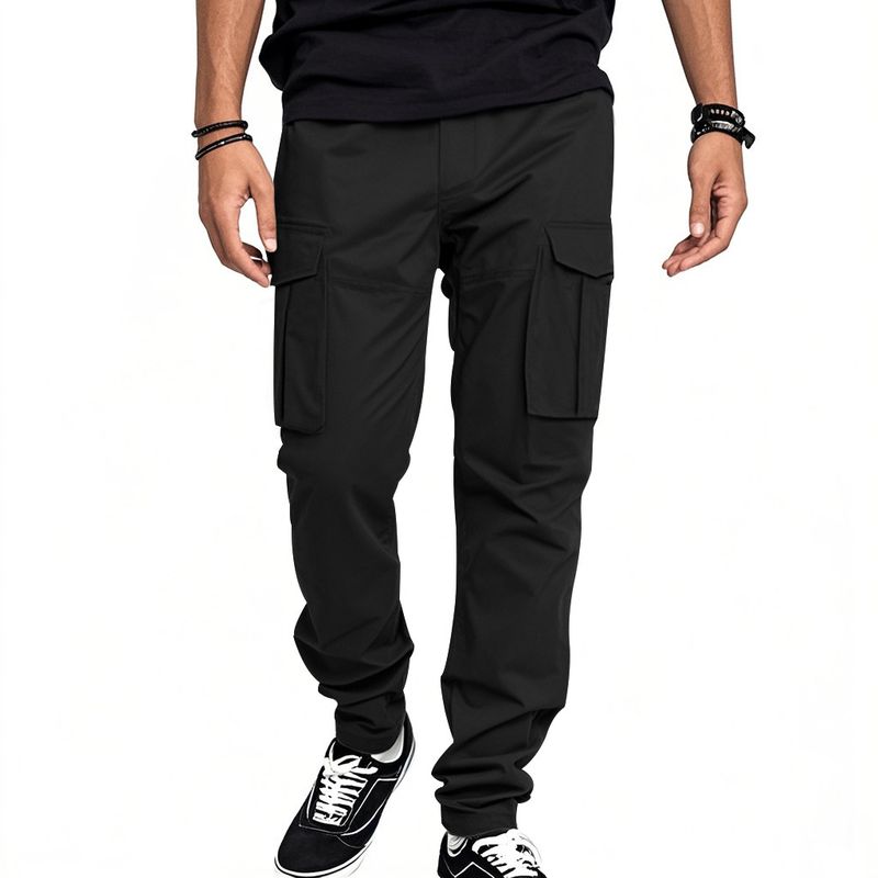 2025 Spring New American Style Loose Men's Casual Cargo Drawstring Multi-Pocket Straight Long Pants_voghion.com