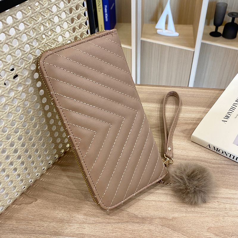 Portafoglio lungo da donna - Portafoglio sottile con design ondulato e grande capacità, portafoglio alla moda minimalista_voghion.com