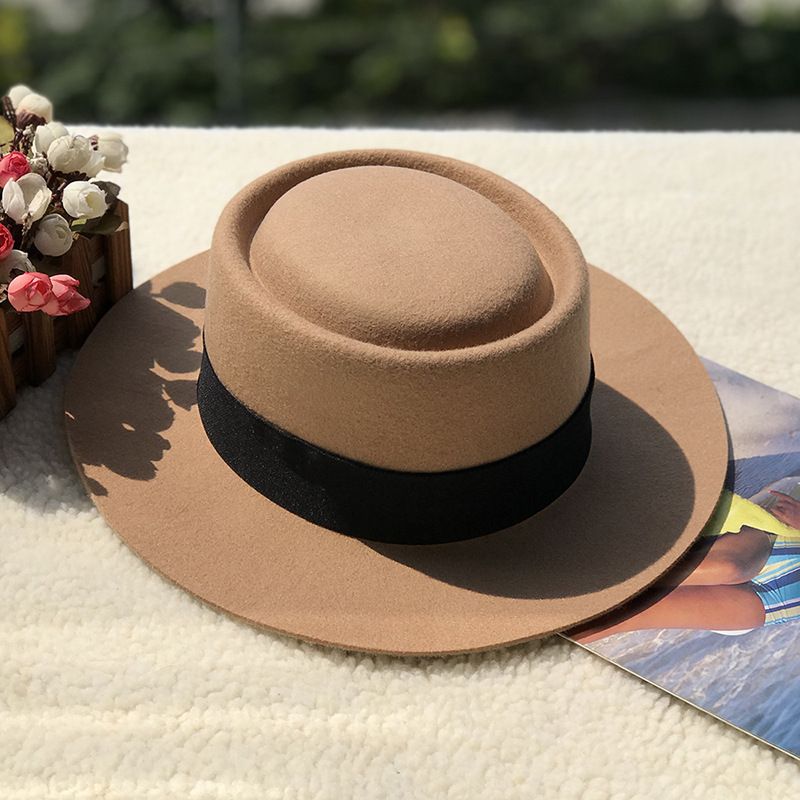 Volnen cilinder z ravnim vrhom v obliki prstana, otroški jesenski in zimski modni volneni klobuk z ravnim vrhom_voghion.com