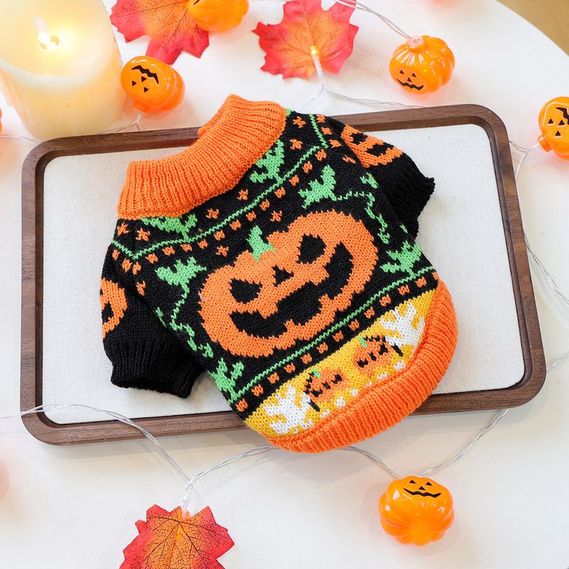 2025 Autumn Winter Pet Dog Cat Clothes Costume Apparel Pumpkin Halloween Sweater_voghion.com