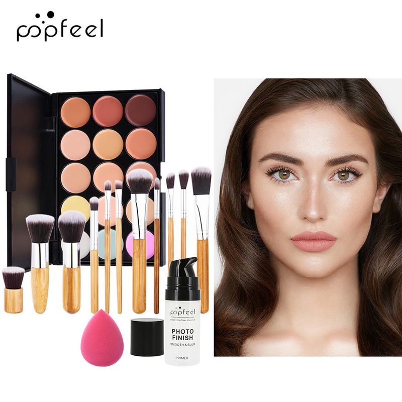 Make-up-Sets Hit Popfeel Make-up-Set Lidschatten Augenbrauenstift Mascara Eyeliner Augen Gesicht Set Kombination_voghion.com