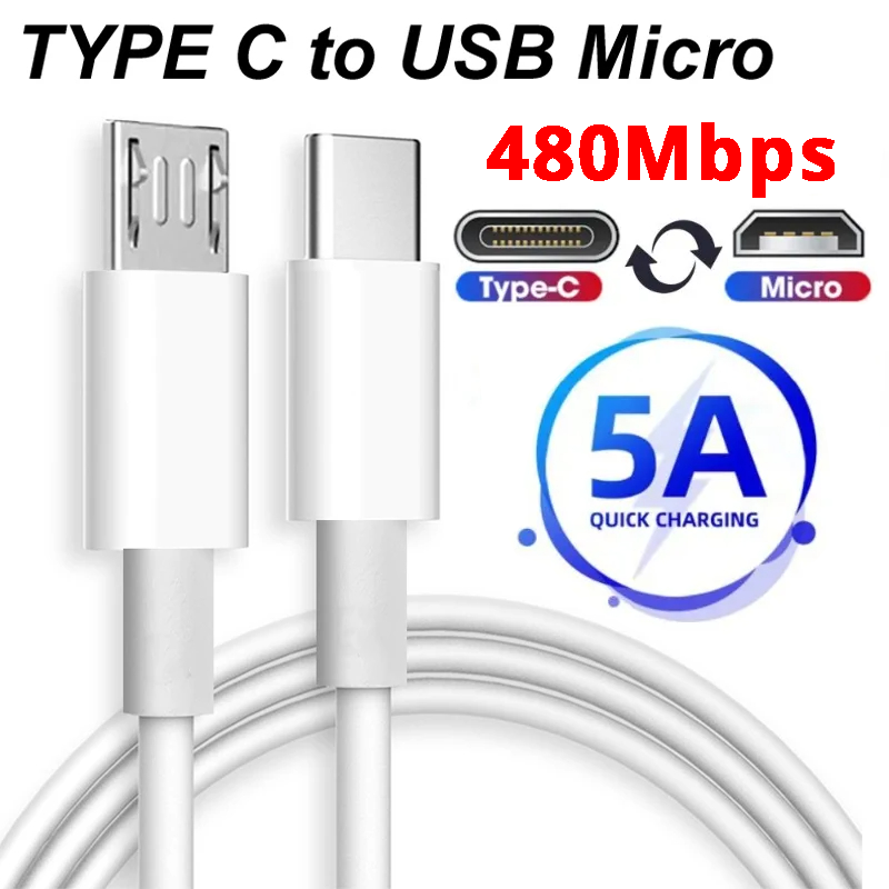 5A Fast Charging Data Cable Type C To Micro USB Male Quick Charger Adapter For Huawei Samsung Xiaomi_voghion.com