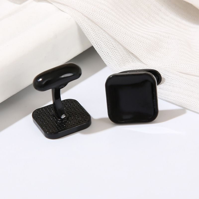 Novo quadrado óleo gota abotoaduras moda preto masculino terno camisa abotoaduras_voghion.com