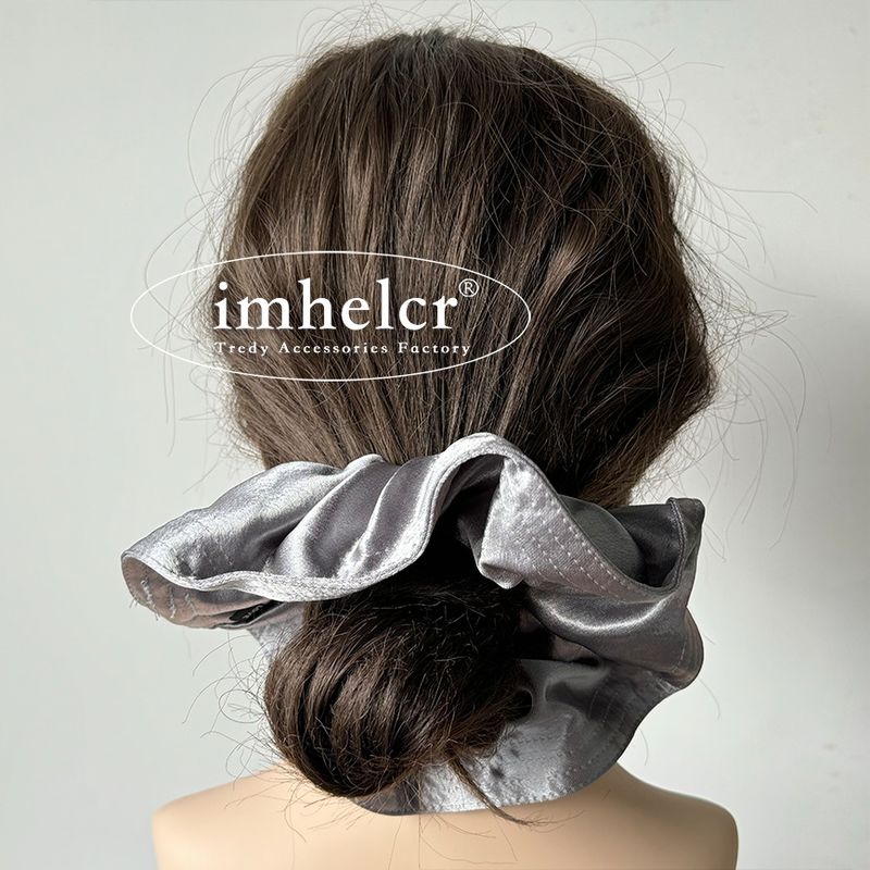 Anello per capelli giapponese e coreano Ins, grande, tinta unita, morbido, in raso, per intestino crasso, alla moda e semplice, con corda per capelli a sfera bassa e temperamento di alta qualità._voghion.com