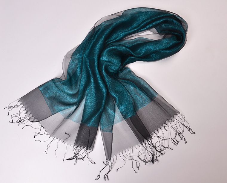 spring and summer mulberry silk scarf sunscreen shawl double-layer contrast color gold tassel silk organza scarf  _voghion.com