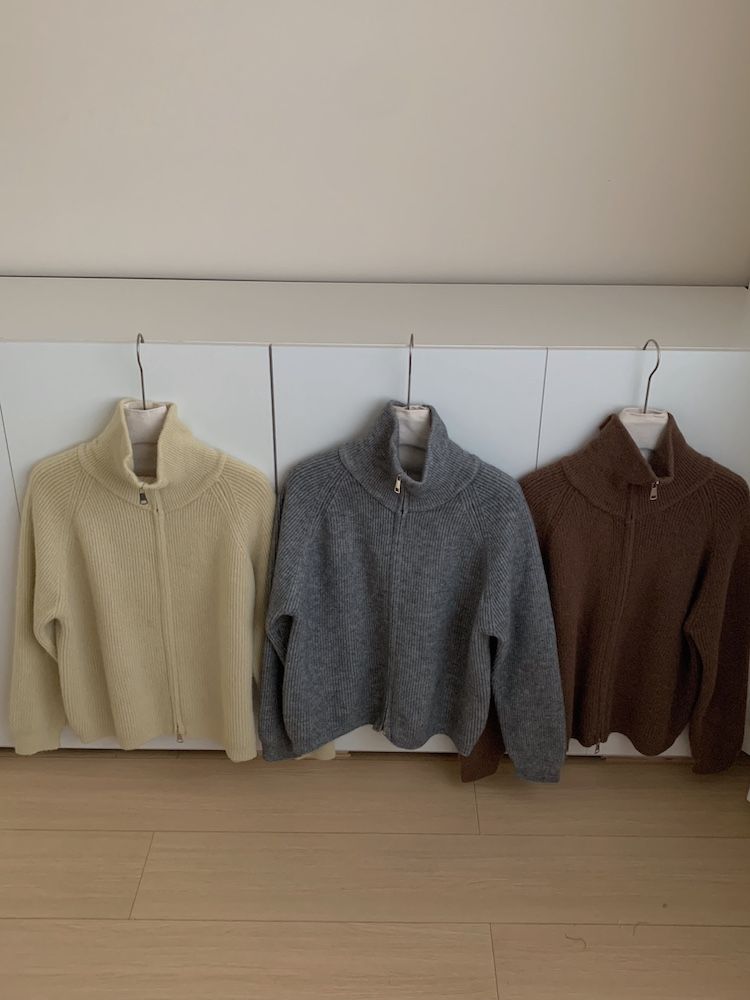 Herbst und Winter dicke doppelköpfige Reißverschluss High Neck Pullover Stehkragen Wolljacke_voghion.com