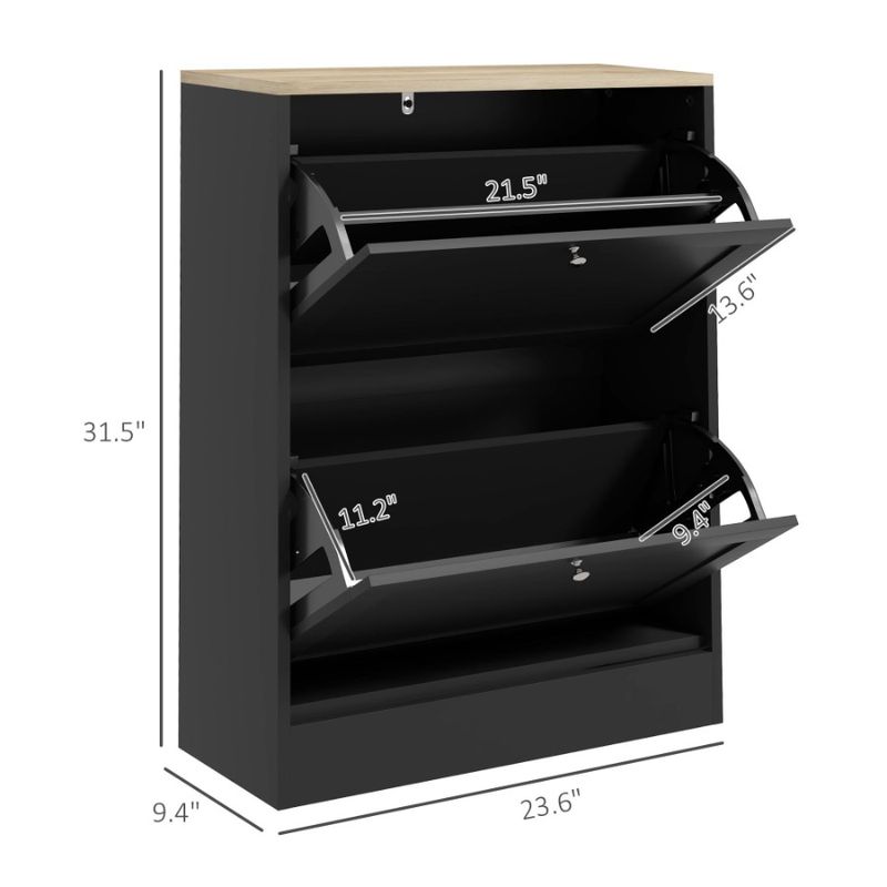 Adjustable With Drawers Flip Cabinet And Slim Hidden 12 For Shoe Pair Storage Entryway For Shelves Shoe 2 Cabinet HOMCOM Modern_voghion.com