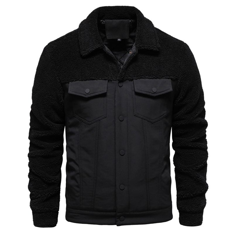 "Herren Patchwork Lammwolljacke – Herbst- & Wintermantel in europäischer Größe mit lässigem Cross-Border-Style (Schwarz/Khaki/Grün/Dunkelblau, S-XXL)"_voghion.com