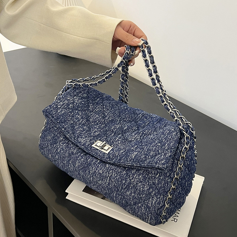 Borsa da donna di fascia alta Borsa da donna 2023 New Fashion Borsa a tracolla a prezzo singolo Denim Borsa tote versione coreana di grande capacità_voghion.com