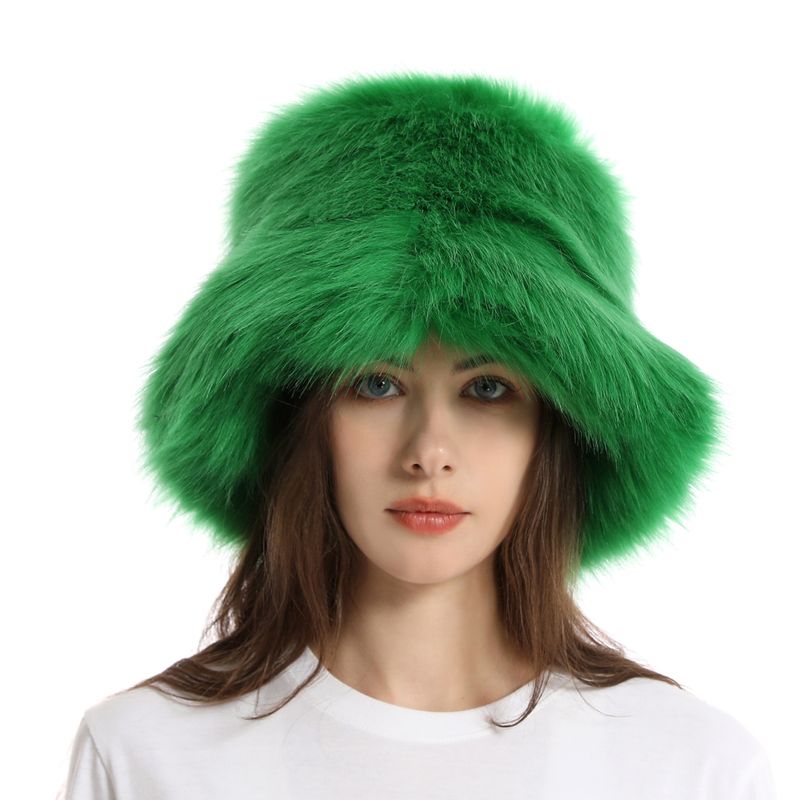 Trapper Hats Warm fisherman hat woman autumn-winter wide eaves thickened plush basin hat solid color plush hat_voghion.com