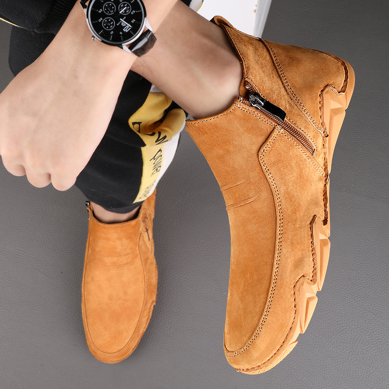 Herren-Schuhe aus britischem Leder, bequeme, handgefertigte Loafer, leichte Wander- und Fahrschuhe, Mokassins, Slip-on-Wildleder_voghion.com