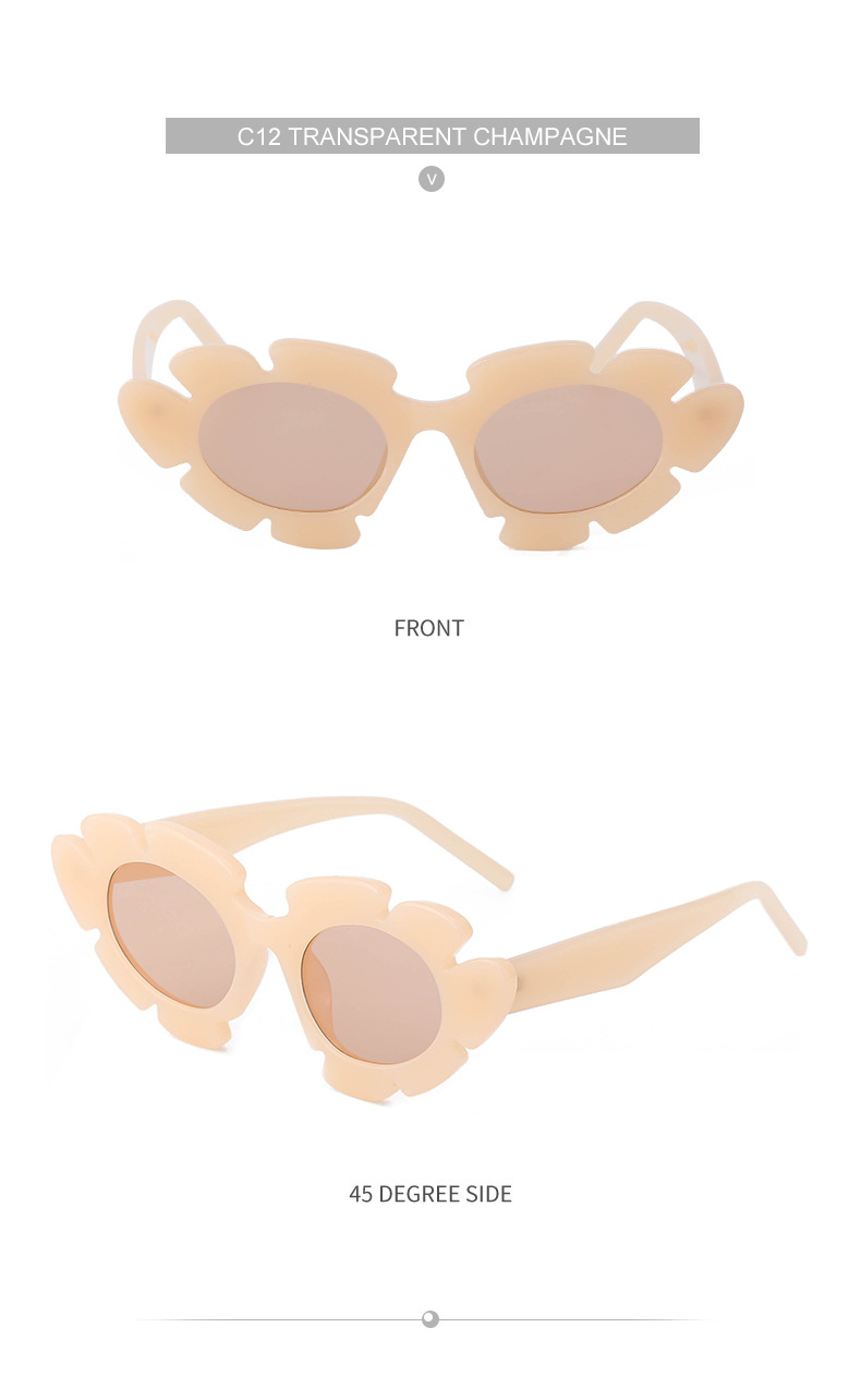 Lunettes de soleil pour hommes et femmes Lunettes de soleil irrégulières à fleurs Lunettes de soleil de danse personnalisées pour femmes Lunettes décoratives amusantes pour femmes_voghion.com