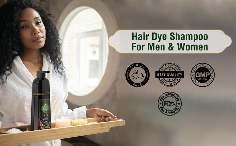 OUKEYA 4-in-1-Shampoo zum Färben schwarzer Haare – Natürliche Formel auf Pflanzenbasis, lang anhaltende Farbe zur Grauabdeckung, einfache Anwendung zu Hause_voghion.com