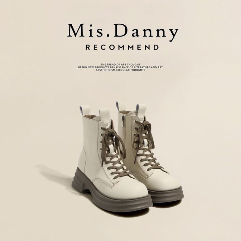 Bottes de neige courtes polyvalentes Martin 2023, style britannique moderne pour femmes, printemps-automne, semelle épaisse simple, lacets._voghion.com