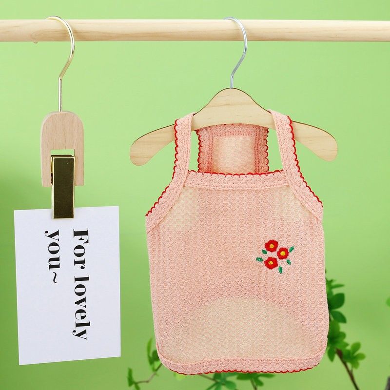 Spring Summer Pet Dog Cat Clothes Teddy Bichon New Chinese Style Plate Buckle Embroidery Leash Vest_voghion.com