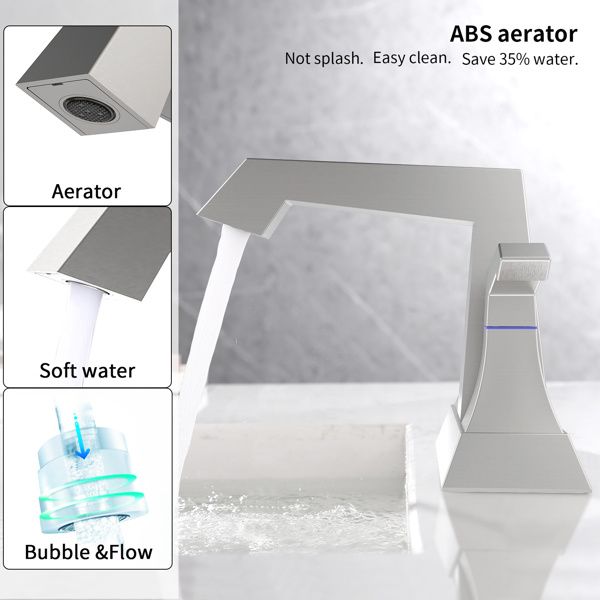 2-Handle Heavy Duty Bathroom Faucet with Drain and Supply Kits; Modern Style Lavatory Deck Mounted Faucet Brushed Nickel 4001-NP_voghion.com