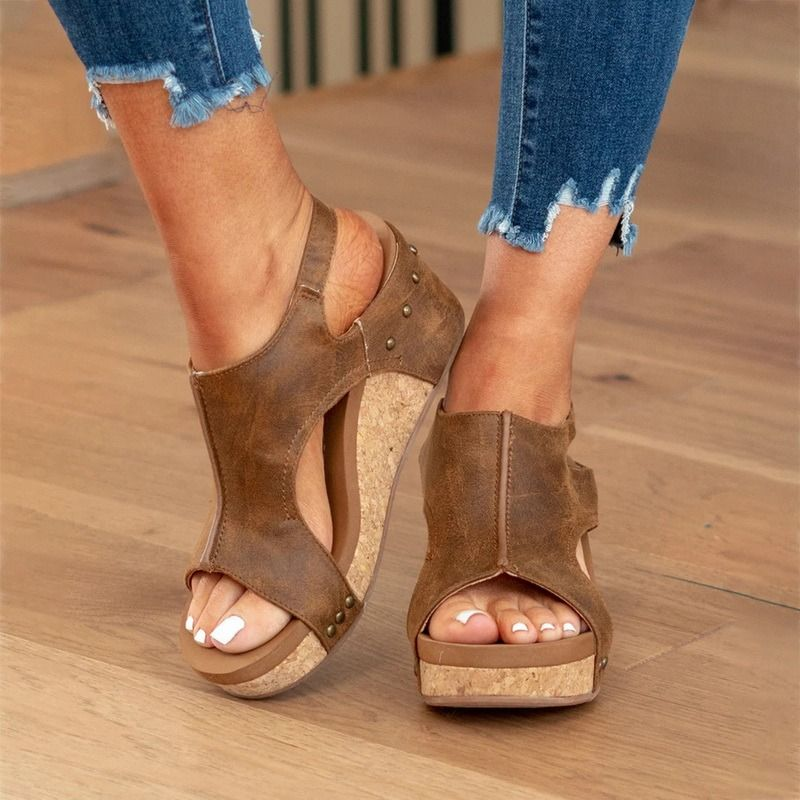 YUDX Roman Open Platform Damen Sommer Retro Peep Toe Dicke Sohle Keilschuhe Casual High Heel Sandalen Plus_voghion.com
