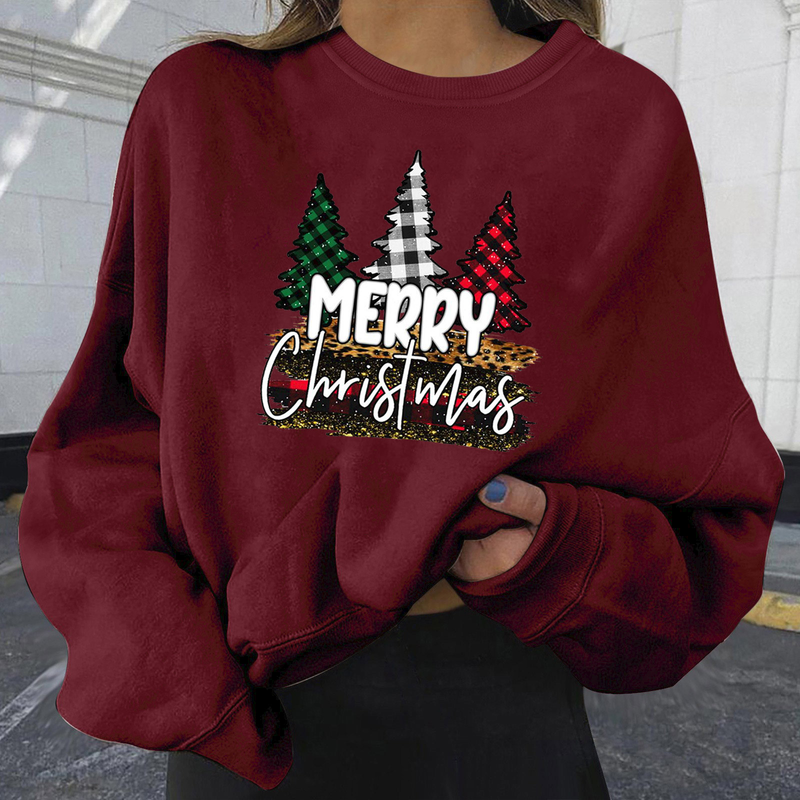 Weihnachten frauen kleidung Herbst und Winter Neue Stil Samt Heißer Verkauf Weihnachten Personalisierte Druck Mode Lose Sweatshirt Dropshipping_voghion.com