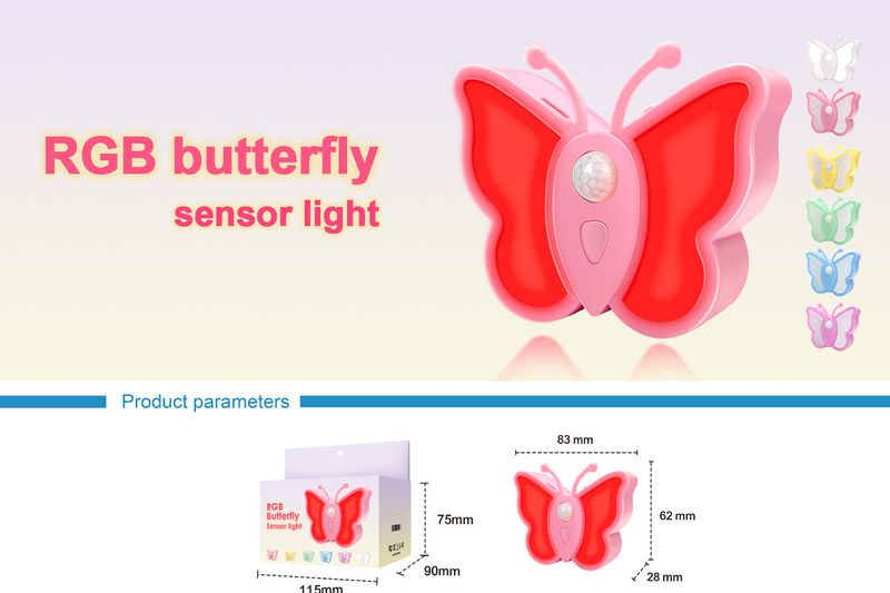 Luce notturna a LED con sensore di movimento a forma di farfalla - Accensione/spegnimento automatico per armadi, guardaroba, cucina e soggiorno_voghion.com