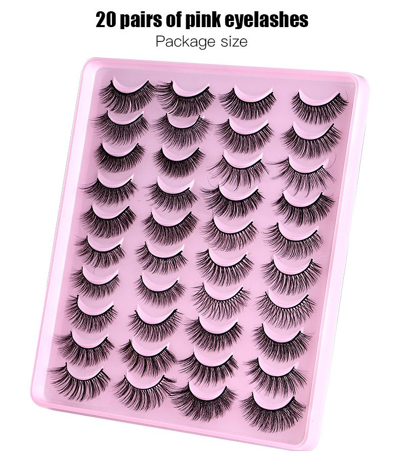 False Eyelashes Natural Chemical Fiber False Eyelashes 20 Pairs Mixed Russian Curl DD Eyelashes Thick Curled Messy Eyelashes_voghion.com