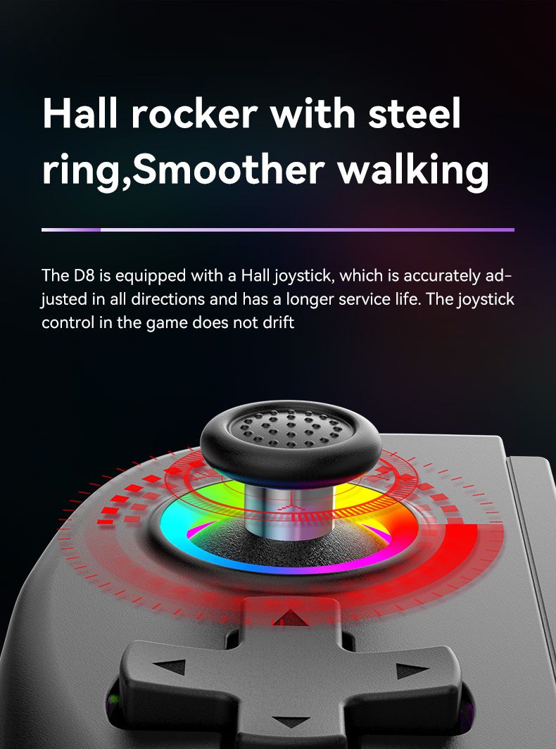 D8 Mobiele Tablet Gaming Bluetooth Rekbare Handvat RGB Verblindende Zes-assige Trilling_voghion.com