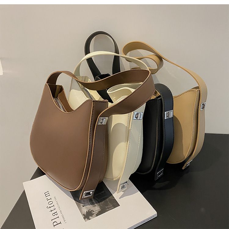 Sac à bandoulière simple et tendance pour femme, avec sangle latérale et fermeture à glissière, grande capacité, polyvalent, été 2024_voghion.com