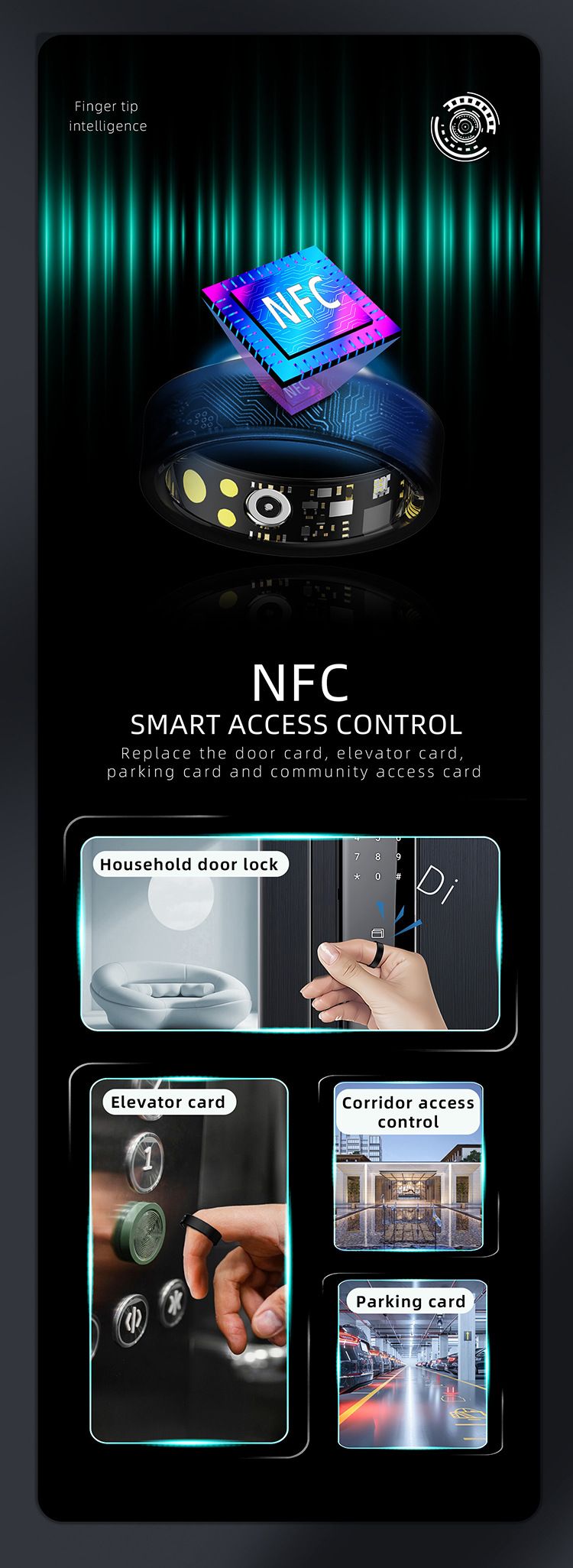 Anillo inteligente de cerámica R20: monitor de frecuencia cardíaca, SpO2 y sueño con control de acceso NFC y podómetro (nueva versión)_voghion.com
