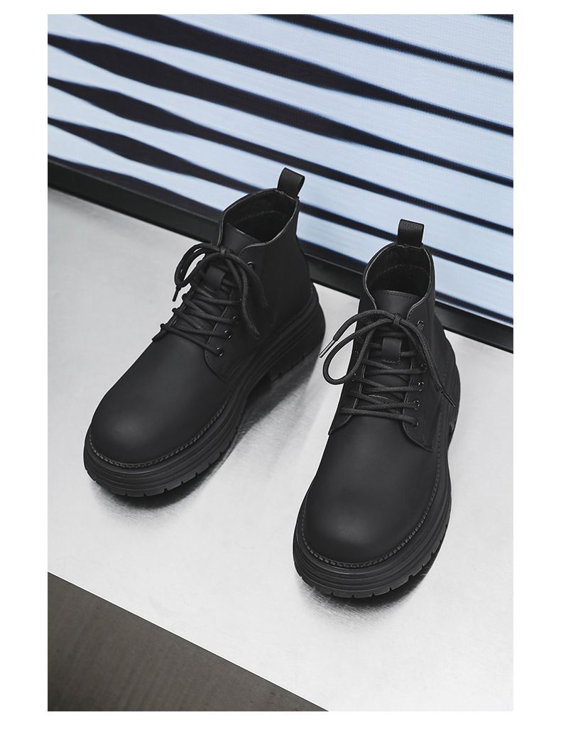 Martin Boots Men's Legs Thin Inner Height Increase Thick Sole Fashion Boots Height Increase Tide Shoes_voghion.com