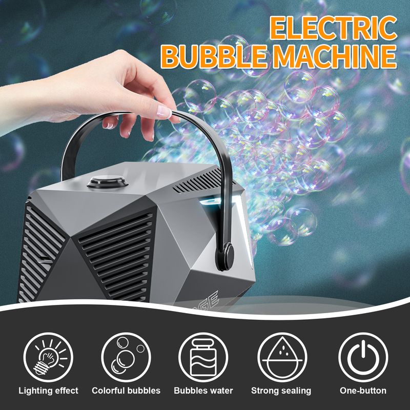 Stage Bubble Machine With LED Lights High Capacity Electric Bubble Blower For Parties Weddings Kids Play_voghion.com