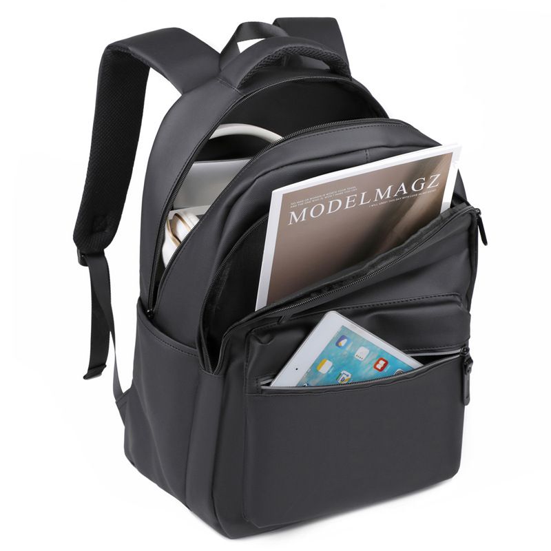 Mochila clásica negra de tela Oxford, estilo universitario, impermeable, ligera, multicapa, de gran capacidad, moderna, para mujer._voghion.com