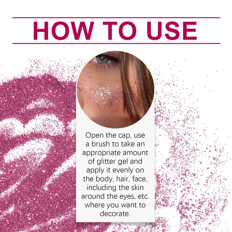 Jaysuing Rosa Glitter Gel Kropp Ansikte Universal Högglans Ögonskugga Diamant Gel_voghion.com