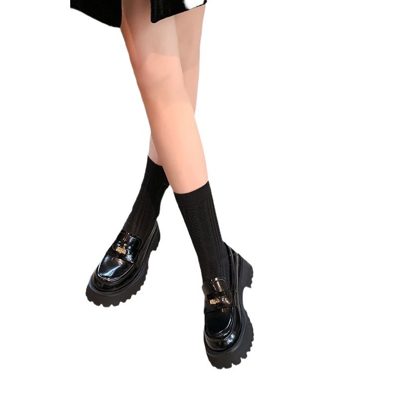 Top Layer Cowhide Internet Celebrity Style Thick Sole Coin Loafers Platform Heel Single JK Small Leather Women's Casual_voghion.com