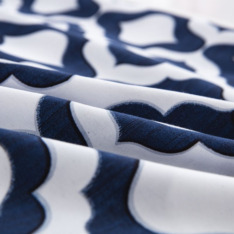 Marokkanischer blauer geometrischer Matratzenbezug aus Polyester mit 3D-Druck_voghion.com