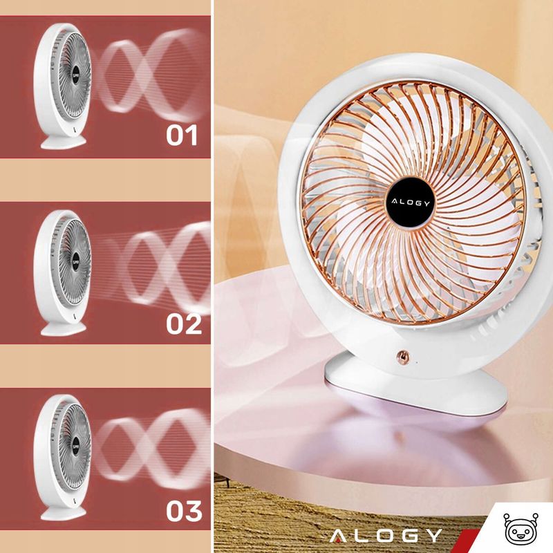 ACZT Stehtischventilator, leise, leistungsstark, klein, USB-C, 1200 mAh – Alogy – – –_voghion.com