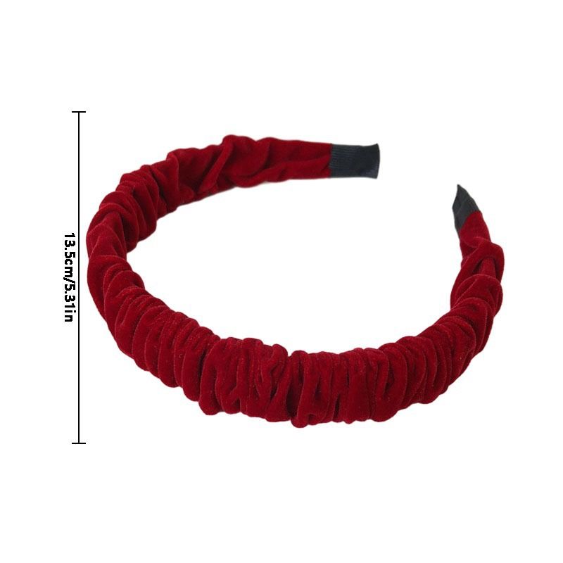 Lillian Red Velvet Accessories Collection New Year Christmas Headband Wide Vintage Pleated Scrunchie BB Bow Hair Clip_voghion.com