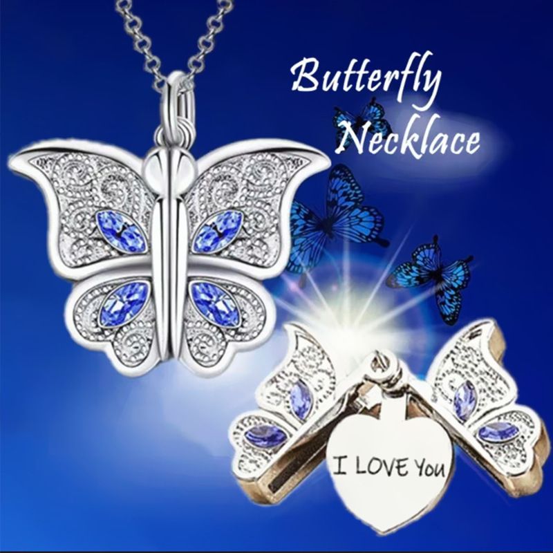 Naujas deimantinis drugelio rinkinys, skirtas moterims atidaryti, I Love You Heart pakabukas karoliai_voghion.com