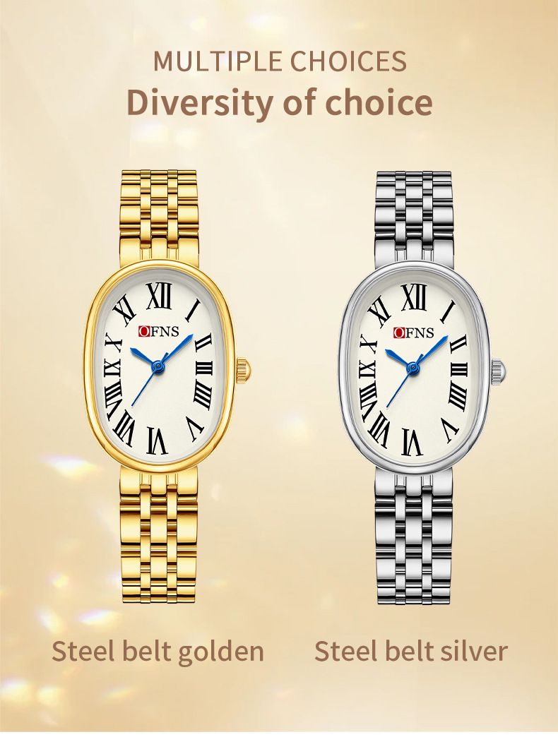 Elegante orologio da donna con numeri romani, movimento al quarzo resistente all'acqua, cinturino in acciaio inossidabile, quadrante ovale, design retrò minimalista_voghion.com