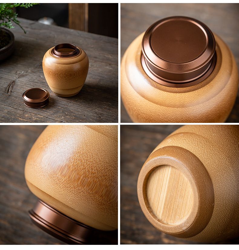 Bamboo Tea Caddy Handmade Wood with Chinese Style Portable Bamboo Tea Tube Storage Container Sealed for Household Use_voghion.com