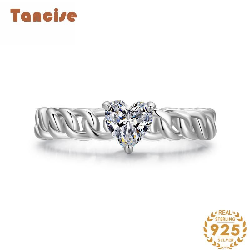 Anillo de plata de circón clásico Tancise, joyería para mujer, regalo de fiesta de promesa de boda_voghion.com