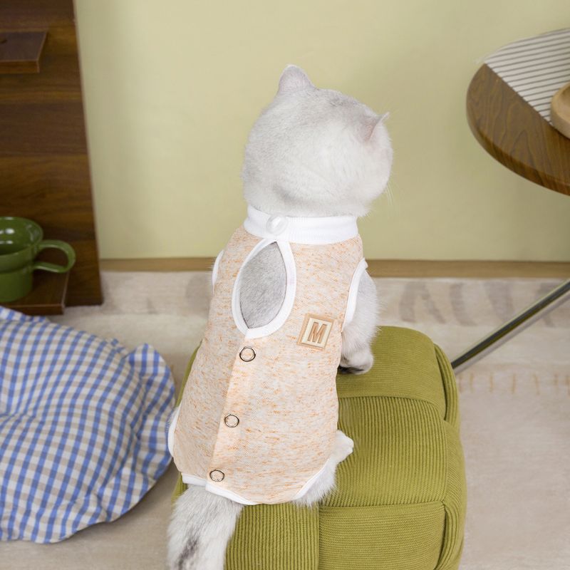 Summer Lightweight Breathable One-Piece Anti-Shedding Cat Vest Soft Casual Comfortable Air Conditioning Polyester Pet_voghion.com
