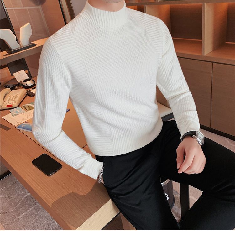 Slim-Fit Mid-Crew Neck Sweater – Lightweight Knit Pullover For Layering (M-XXXL, Poly-Blend Thermal Base Layer, Streetwear Essential)_voghion.com